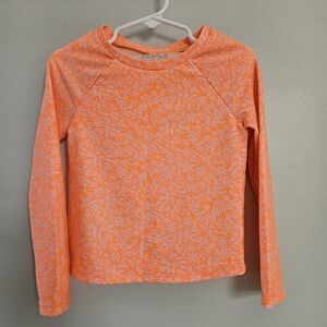Cat & Jack Bright Neon Orange Floral Long Sleeve Rash Guard